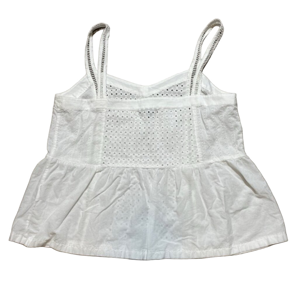 RW&CO White Eyelet Peplum Cami Tank Top Medium